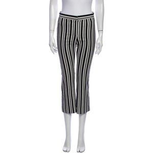 La Ligne Trousers Black White Striped Flared Leg Cropped Work Pants Size 12